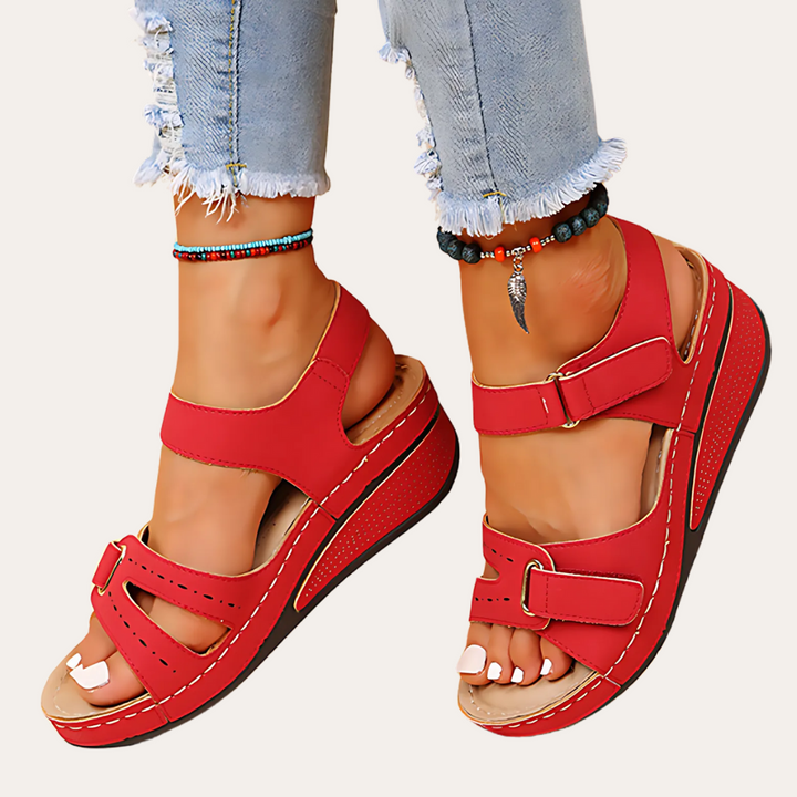 Orthopädische Keilsandaletten Damen Leder | Vestea