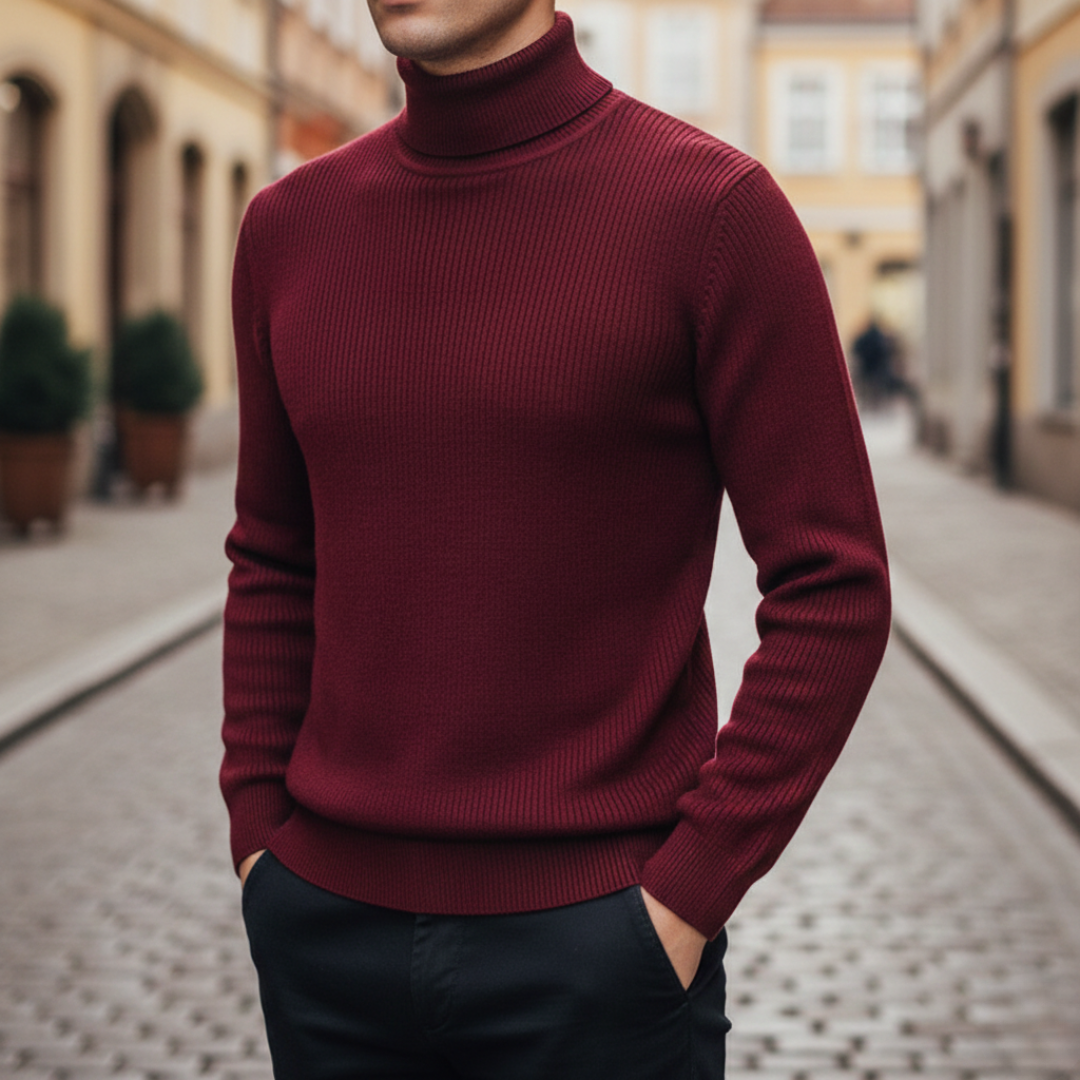 Pull-over en tricot à col roulé pour homme