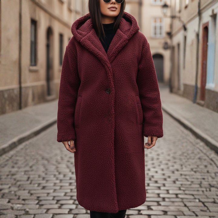 Damen Fleece Mantel Mit Kapuze | Vestea