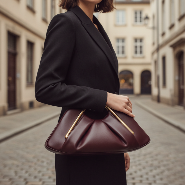 Damen Tasche mit Goldhenkel aus Kunstleder | Vestea