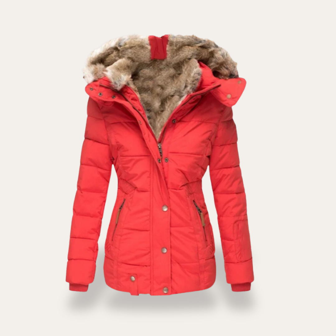 Damen-Steppjacke mit Kapuze und Kunstpelz | Vestea