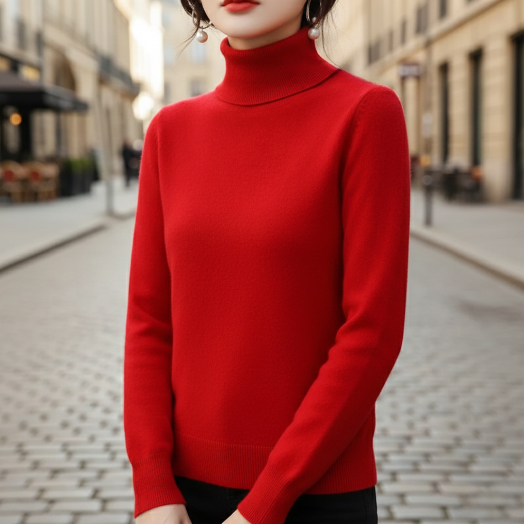 Pull à col roulé en maille à manches longues pour femme