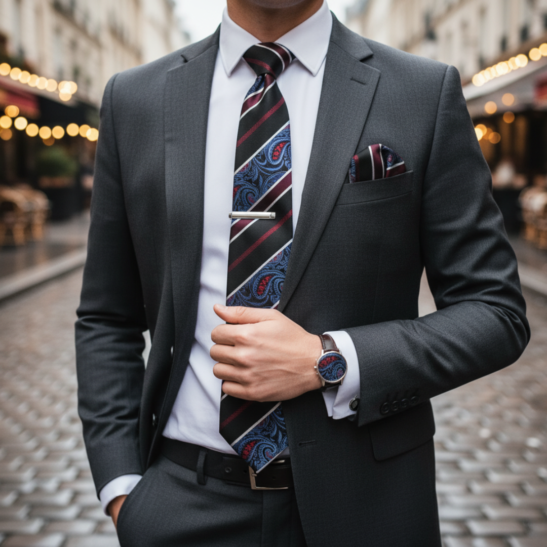 Krawatte mit Manschettenknöpfen | Vestea