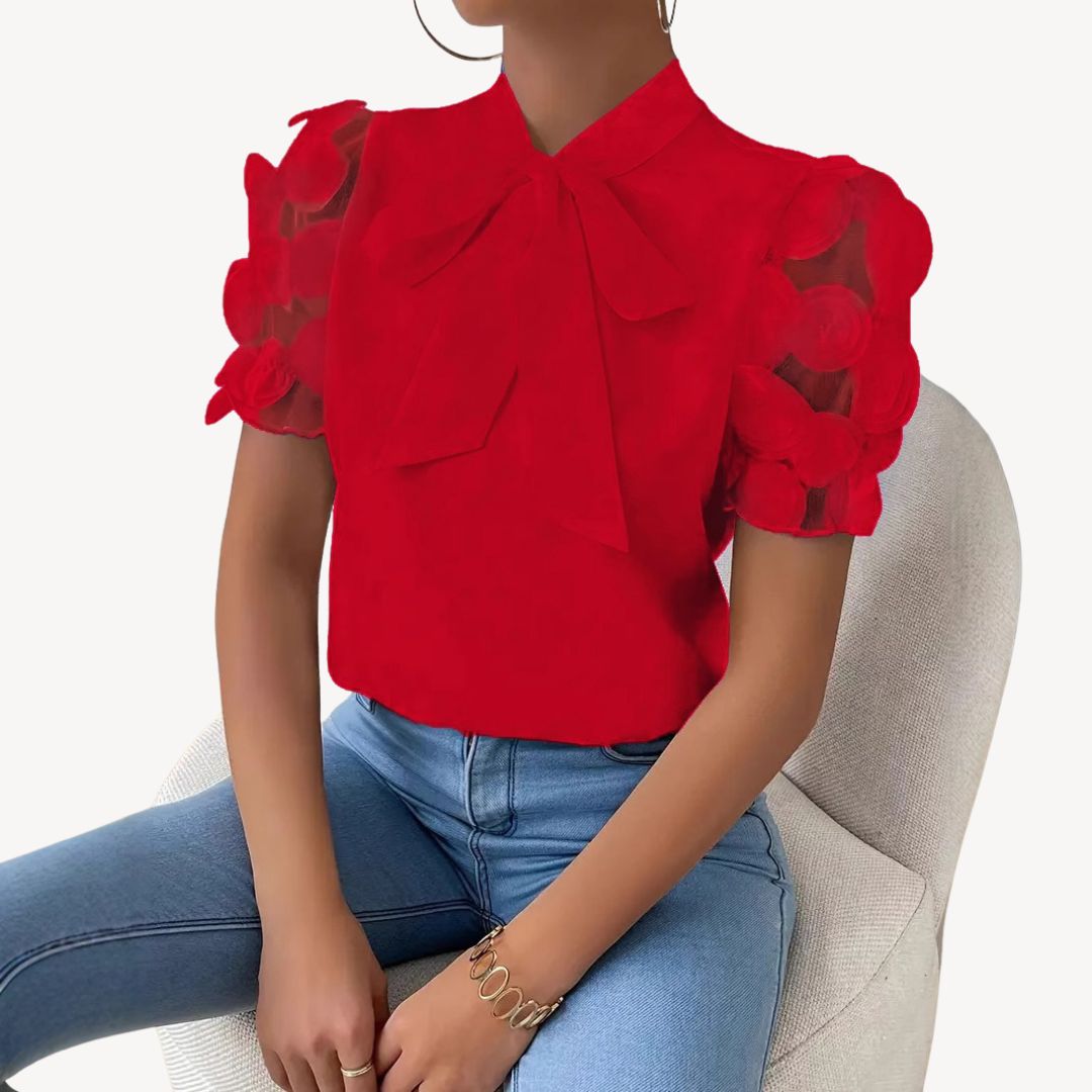 Damen Bluse Chiffon Schleife | Vestea
