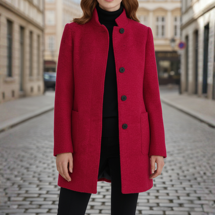 Damenmantel aus Polyester mit schwarzen Knöpfen | Vestea