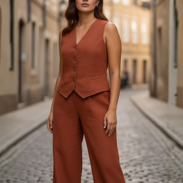 Komplett-Set für Damen aus Polyester mit Weste und Hose | Vestea
