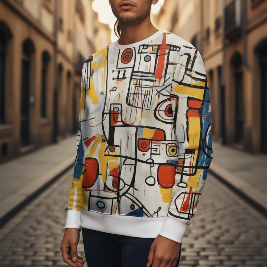 Herren Sweatshirt mit Modernem Design aus Stoff | Vestea