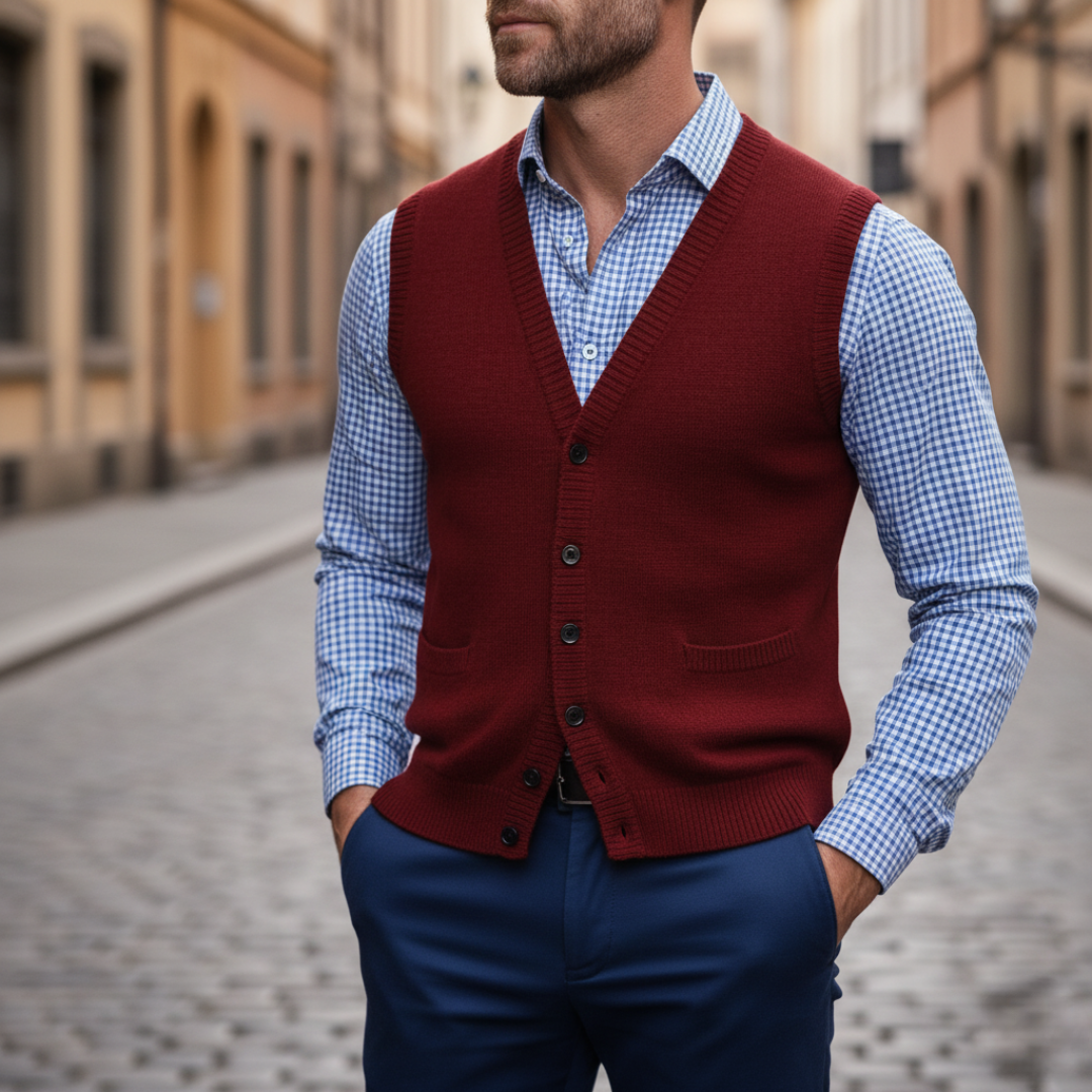 Herren Strickweste Mit Knöpfen | Vestea