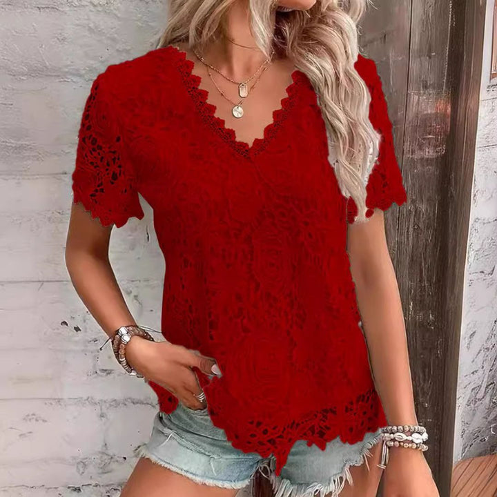 Damen Lässige Bluse mit Spitze | Vestea
