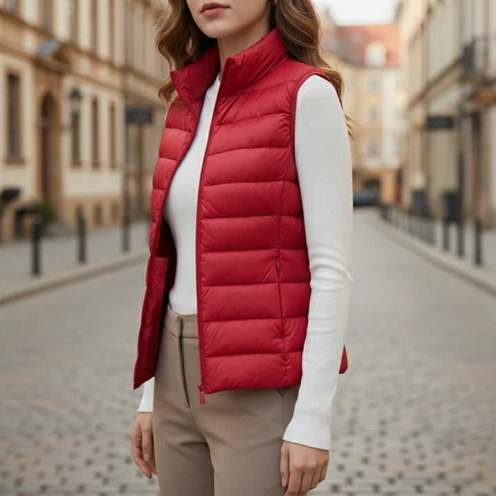 Veste sans manches matelassée ultralégère à fermeture éclair intégrale pour femmes