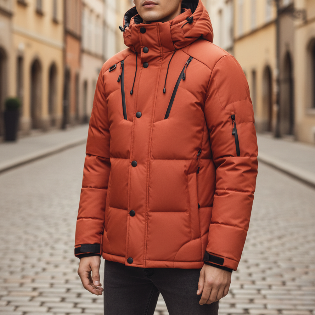 Herren Winterjacke Kapuze Materialmix | Vestea