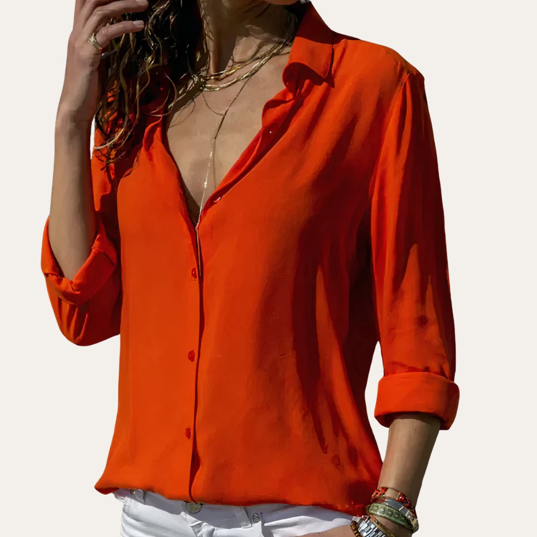 Vestea | Damen Langarm Bluse mit Knopfleiste