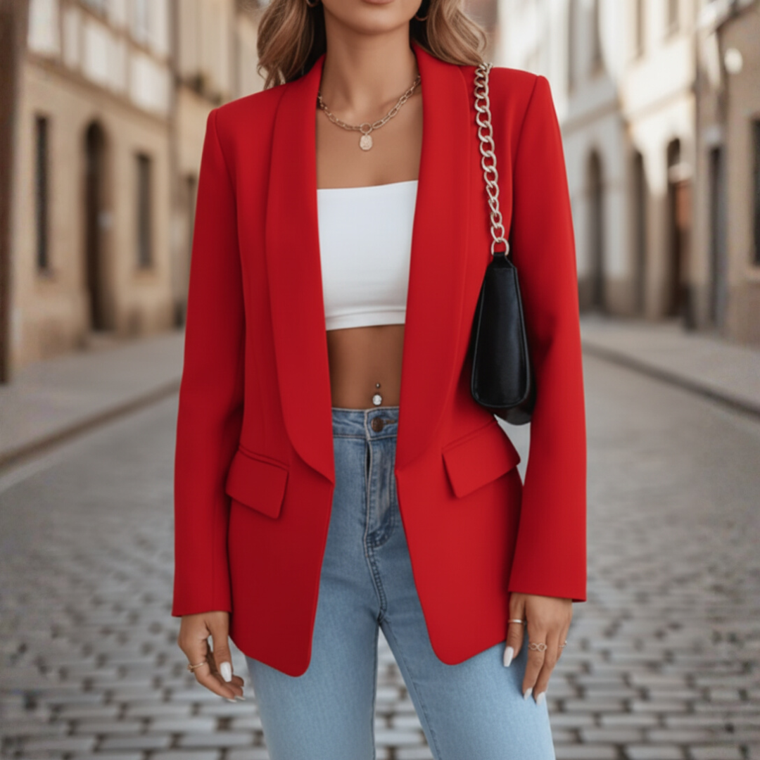 Damenjacke aus Stretchstoff mit langen Ärmeln und Taschen | Vestea