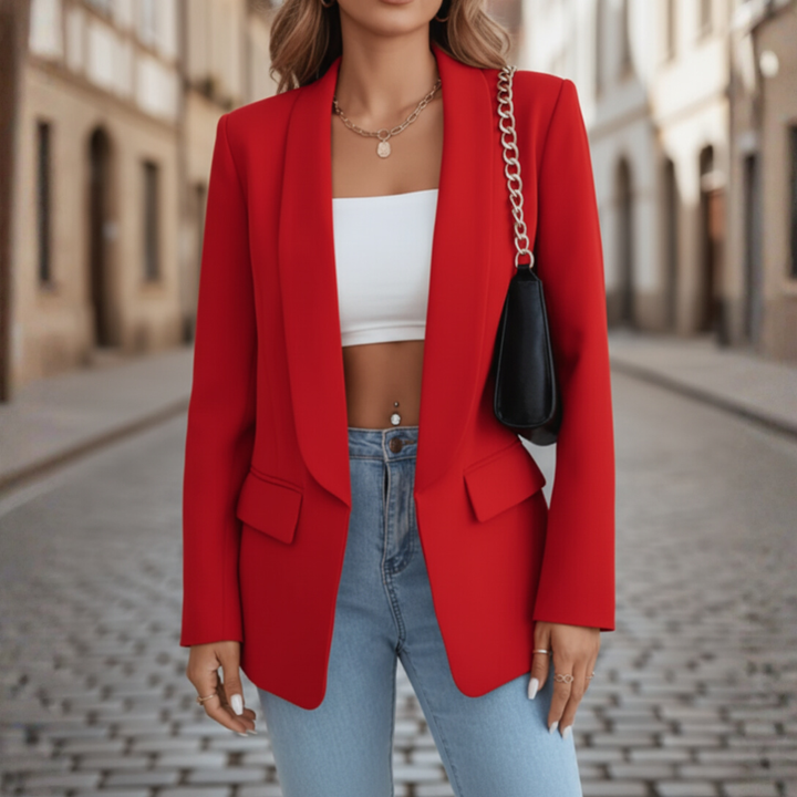 Damenjacke aus Stretchstoff mit langen Ärmeln und Taschen | Vestea