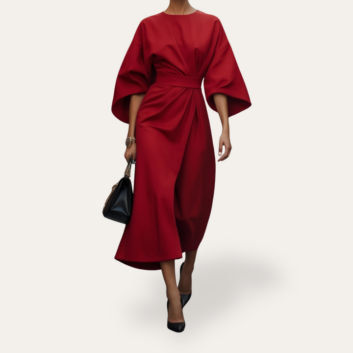 Vestea | Damen Kleid mit weiten Ärmeln aus Leinenmischung