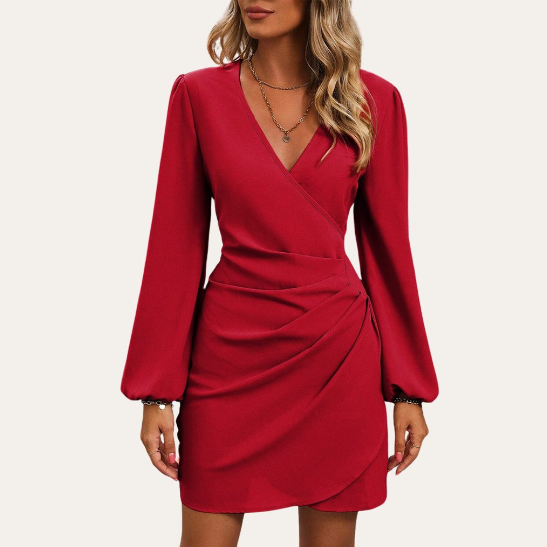 Vestea | Damen Wickelkleid – Langarm Elegantes Mini