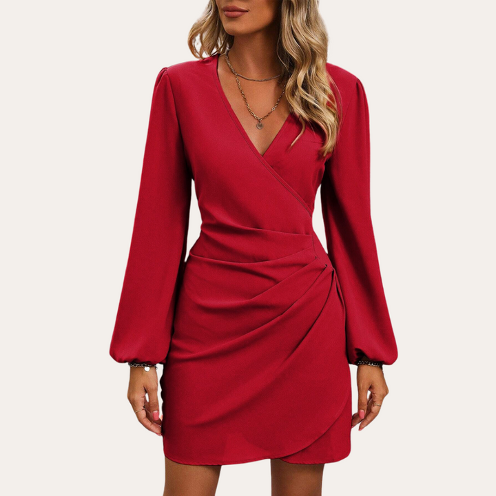 Vestea | Damen Wickelkleid – Langarm Elegantes Mini