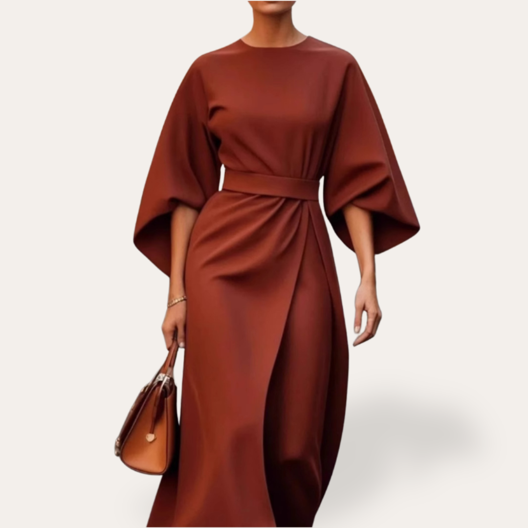 Vestea | Damen Kleid mit weiten Ärmeln aus Leinenmischung