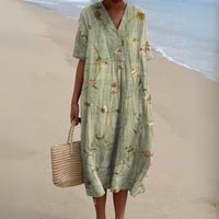 Relaxed Floral Midi Dress for Women Back
