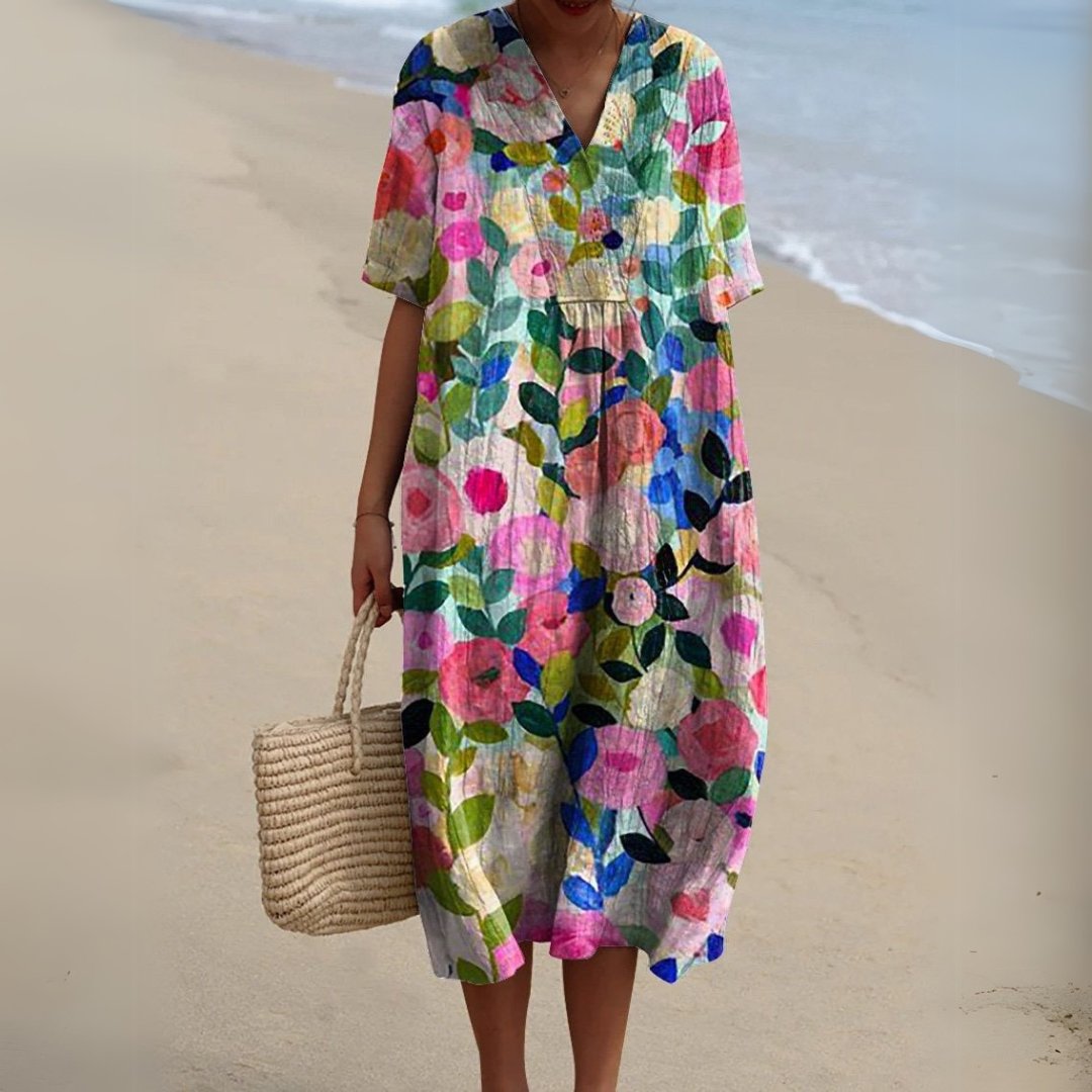 Relaxed Floral Midi Dress for Women Hero