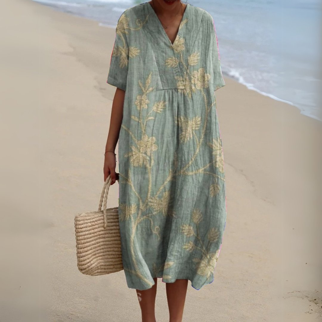 Relaxed Floral Midi Dress for Women Side
