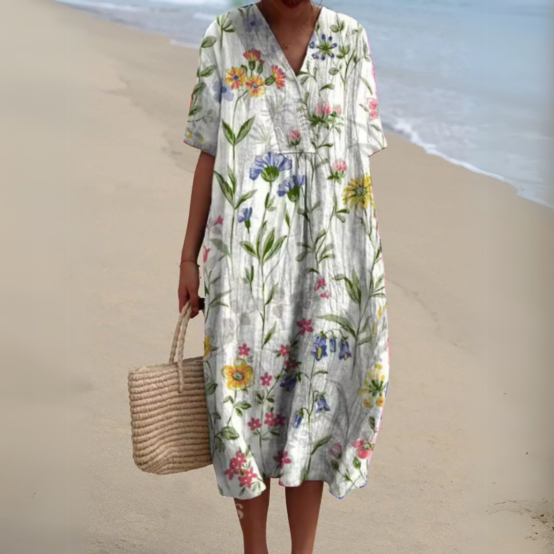 Relaxed Floral Midi Dress for Women View 15