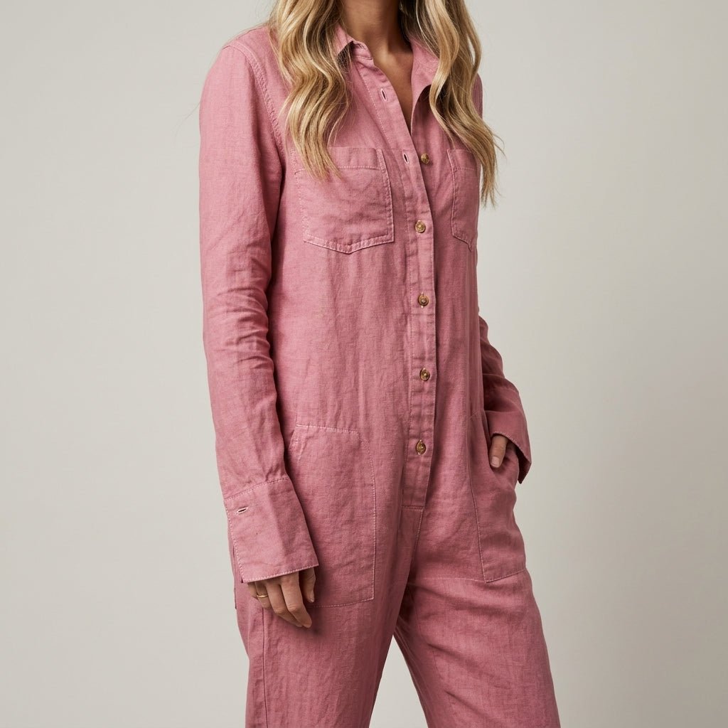 Relaxed Women's Linen Jumpsuits with Pockets Angle