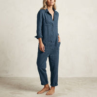 Relaxed Women's Linen Jumpsuits with Pockets Detail