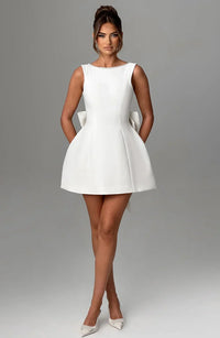 Women's Mini Dress Back Bow Detail Sleeveless