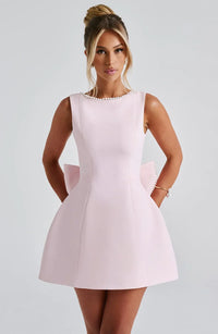 Women's Mini Dress Back Bow Detail Sleeveless