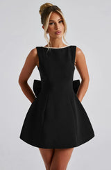 Women's Mini Dress Back Bow Detail Sleeveless
