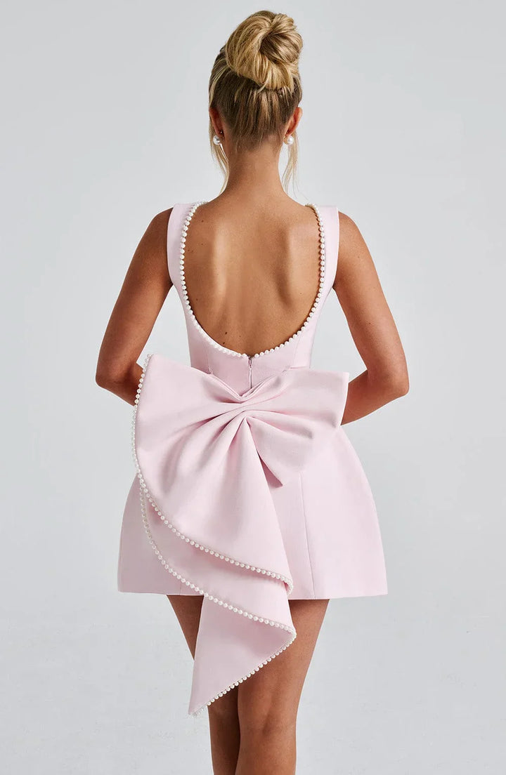 Women's Mini Dress Back Bow Detail Sleeveless
