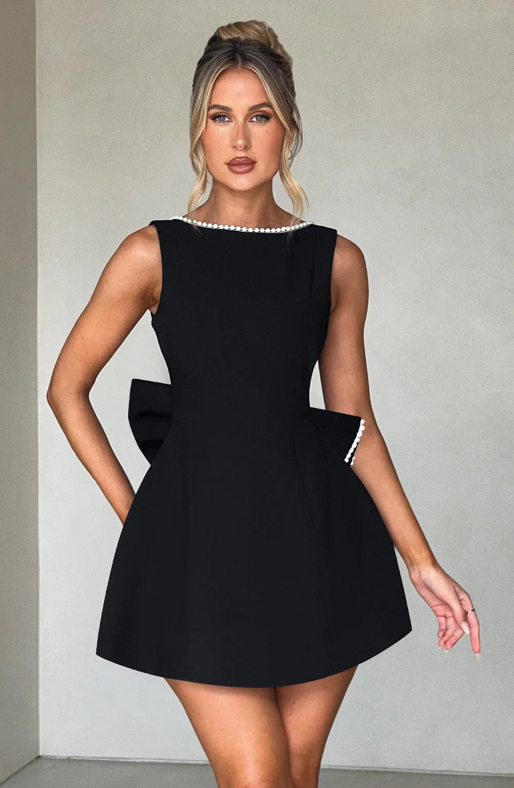 Women's Mini Dress Back Bow Detail Sleeveless