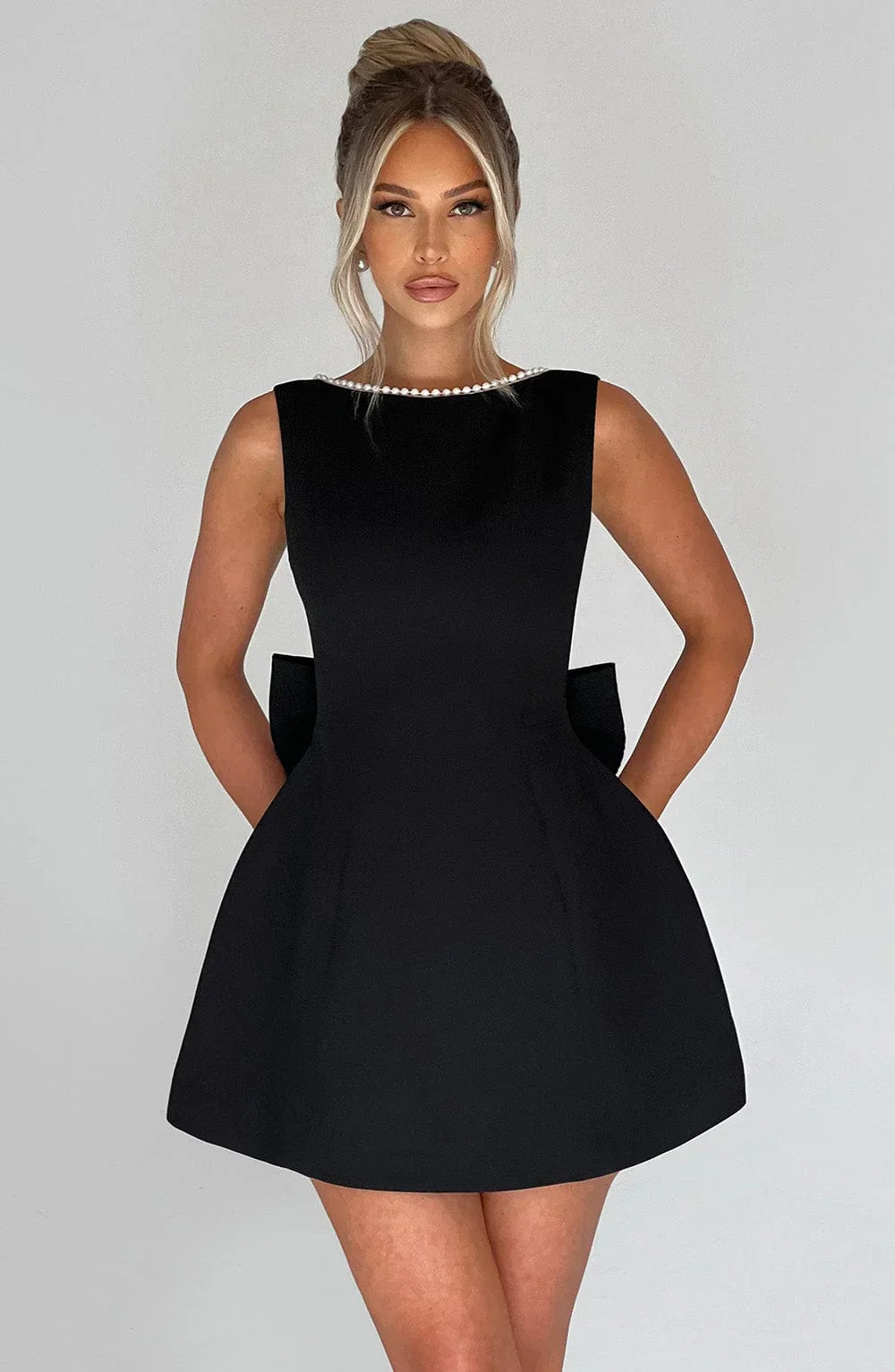 Women's Mini Dress Back Bow Detail Sleeveless