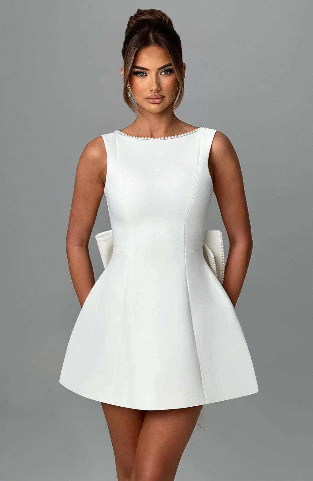 Women's Mini Dress Back Bow Detail Sleeveless