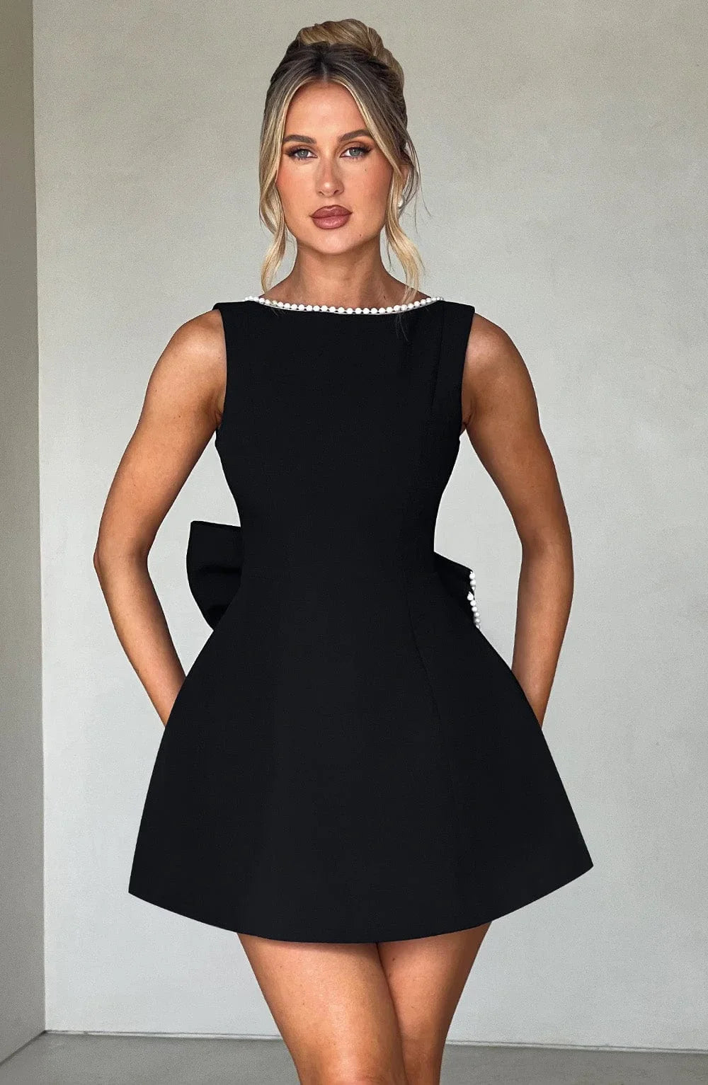 Women's Mini Dress Back Bow Detail Sleeveless