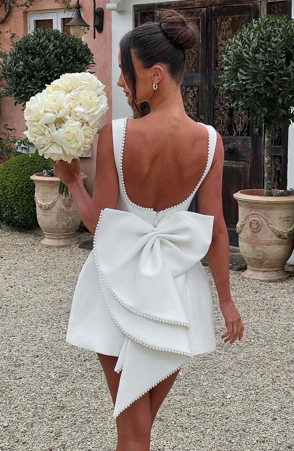 Women's Mini Dress Back Bow Detail Sleeveless