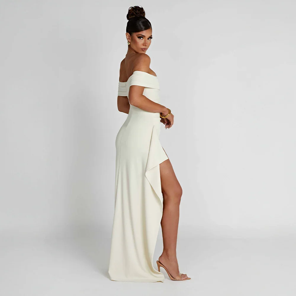 Women's Maxi Dress Off-Shoulder High Slit – Evening Formal
