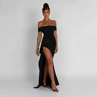 Women's Maxi Dress Off-Shoulder High Slit – Evening Formal