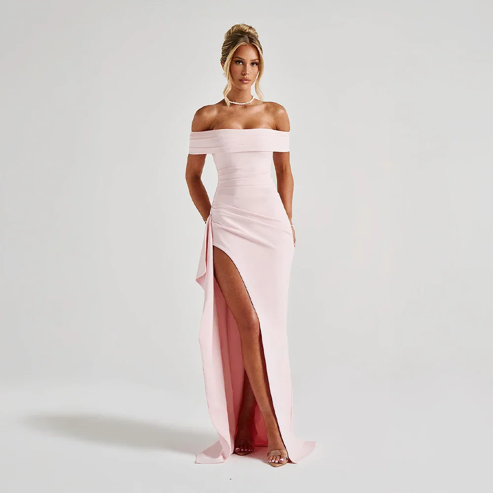 Robe longue femme épaules dénudées fente haute – soirée formelle