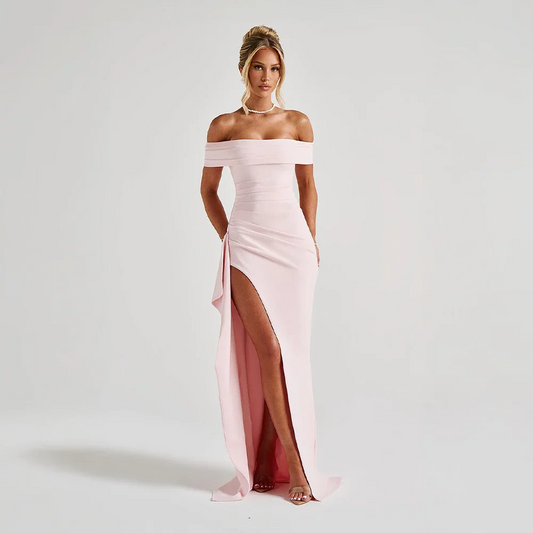 Women's Maxi Dress Off-Shoulder High Slit – Evening Formal