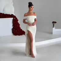 Women's Maxi Dress Off-Shoulder High Slit – Evening Formal