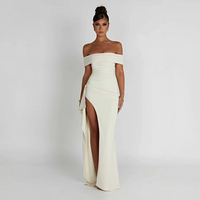 Women's Maxi Dress Off-Shoulder High Slit – Evening Formal