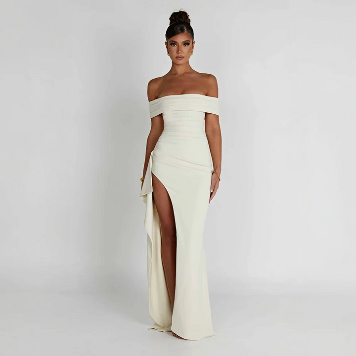 Women's Maxi Dress Off-Shoulder High Slit – Evening Formal