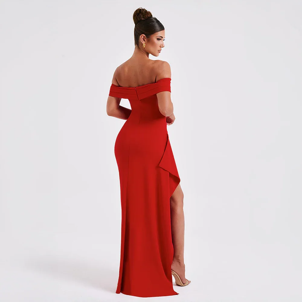 Women's Maxi Dress Off-Shoulder High Slit – Evening Formal