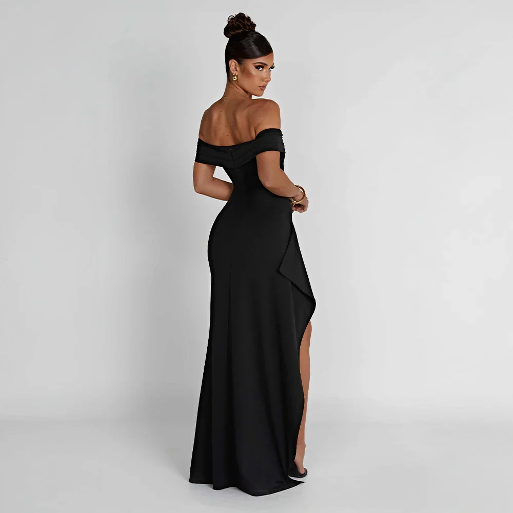 Women's Maxi Dress Off-Shoulder High Slit – Evening Formal