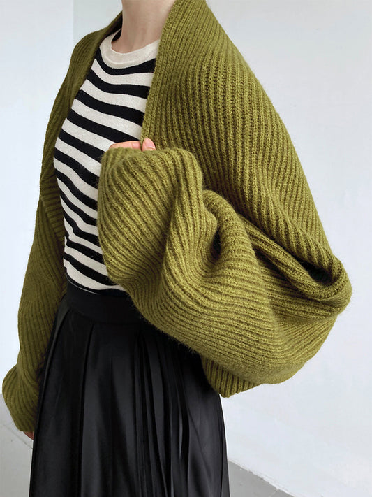Women's Shrug Sweater Open-Front Long Sleeve Regular Fit