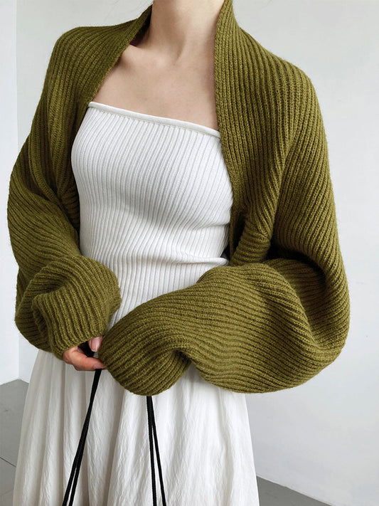 Women's Shrug Sweater Open-Front Long Sleeve Regular Fit
