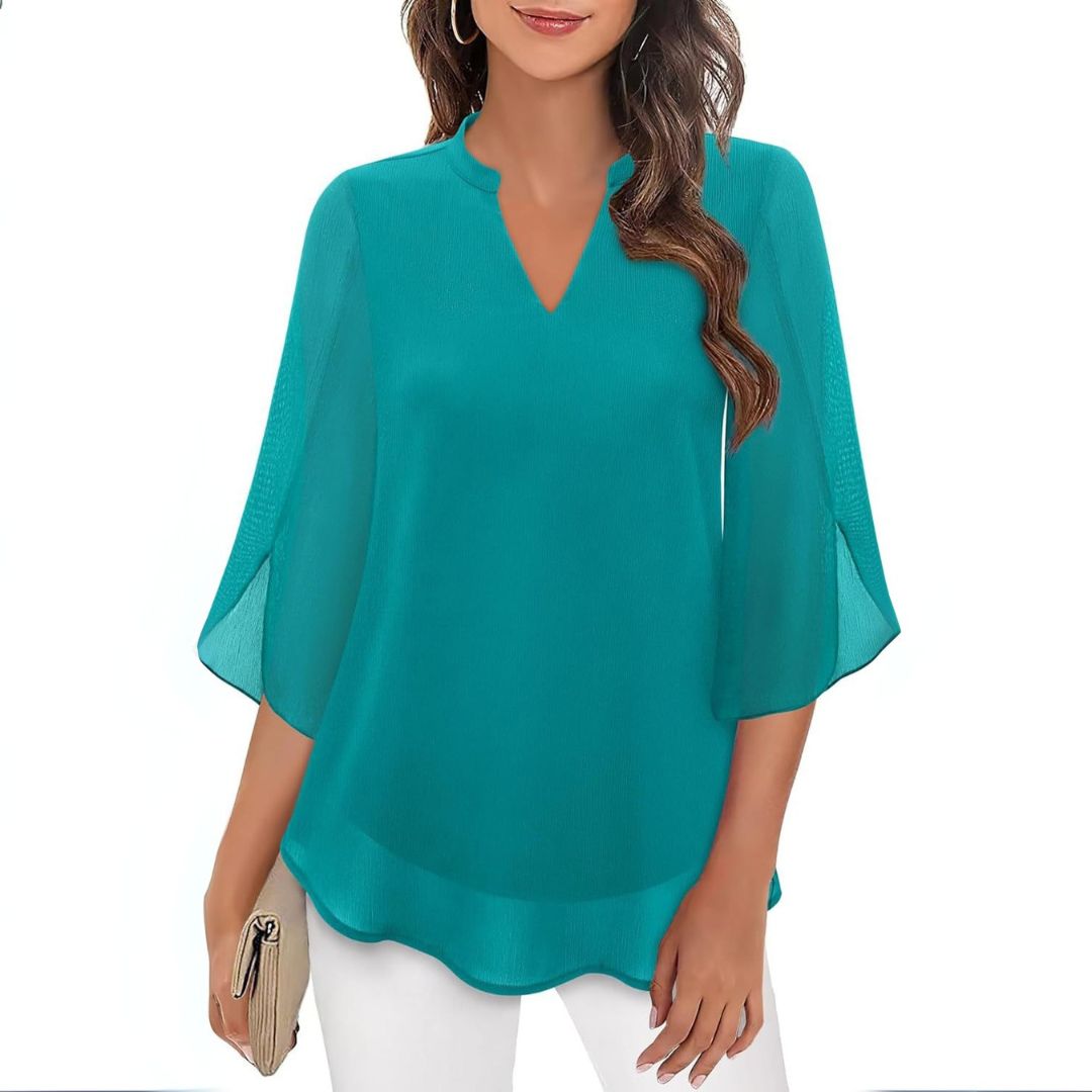 Chiffon V-Ausschnitt Bluse Damen | Vestea