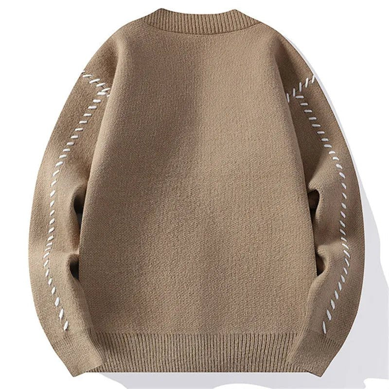 Unisex Cotton Cardigan | Contrast Stitch V-Neck Button-Up Detail